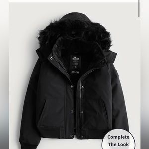 FAUX FUR-LINED ALL-WEATHER BOMBER JACKET